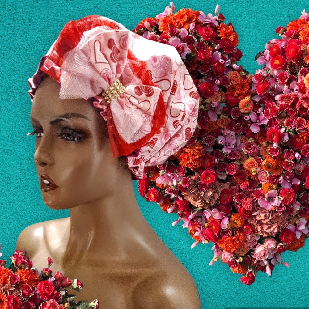 Only Hearts Pink and Red Floral Headwrap